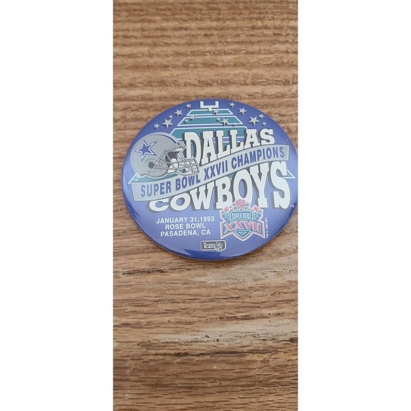 1993 Dallas Cowboys Super Bowl XXVII Champions button 3 1/2" Aikman Emmitt Smith - Picture 2 of 4